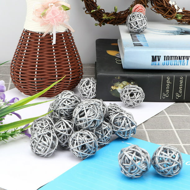 20Pcs 3CM Silver Rattan Balls For Garden Wedding Party Christmas Decoration DIY